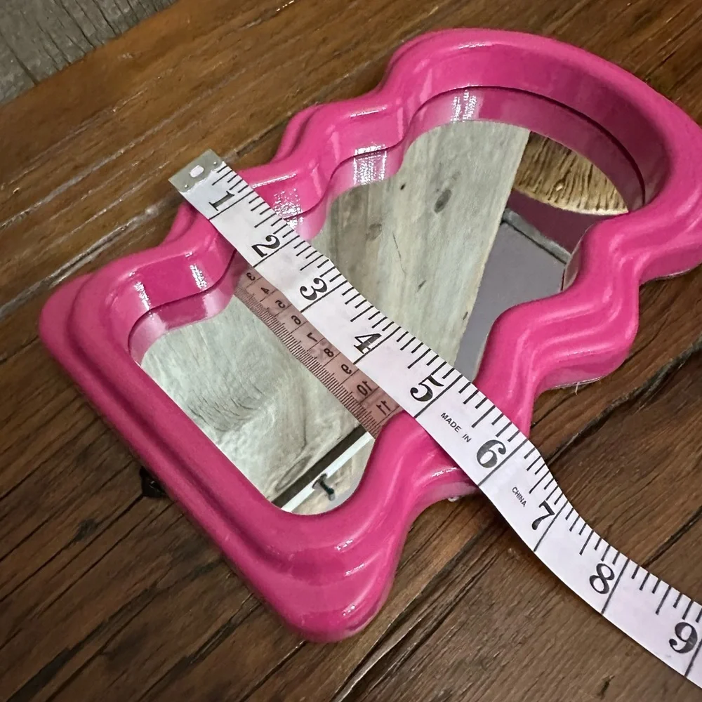 Scalloped Mirror in Hot Pink Wall Hanging or Tabletop - Picture 11 of 13